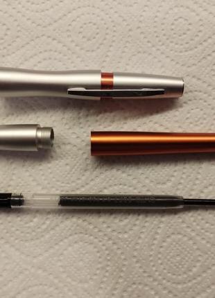 Ohto rook ballpoint pen - 0.7 mm - silver orange body кулькова ручка6 фото