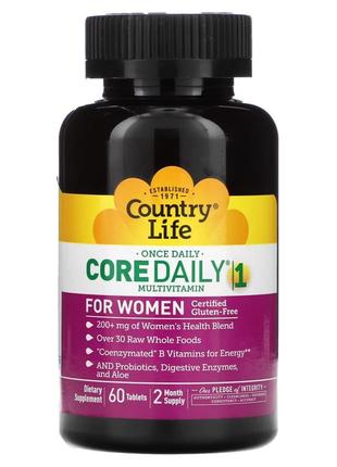 Country life, core daily-1, мультивитамины для женщин, 60 таблеток