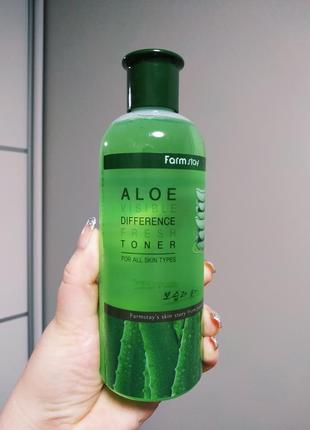 Освежающий тонер с экстрактом алоэ вера farmstay aloe visible difference fresh toner 350 мл
