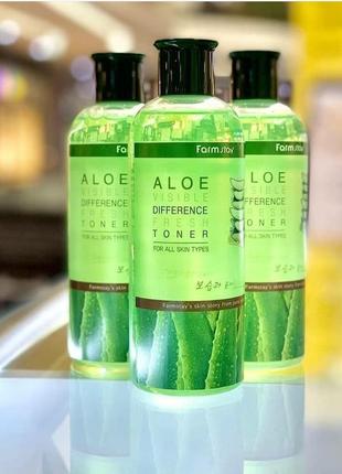 Освежающий тонер с экстрактом алоэ вера farmstay aloe visible difference fresh toner 350 мл