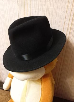 Стильний фетровий капелюх  шляпа фетровая  федора черная2 фото