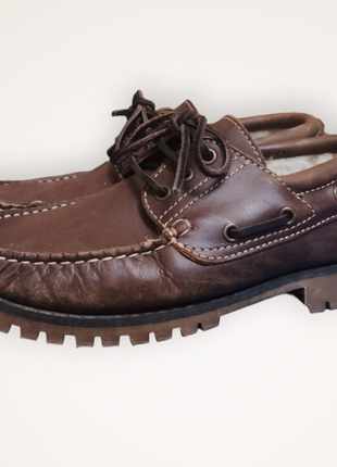 Туфлі топсайдери розмір 40 25см з натуральної шкіри з утоплювачем унісекс чоловічі/жіночі осінь/зима