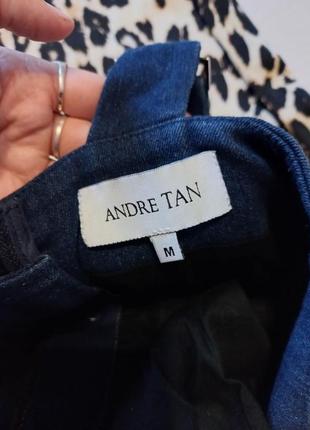 Стильное дизайнерское джинсовое миди платье с поясом от андре тан5 фото