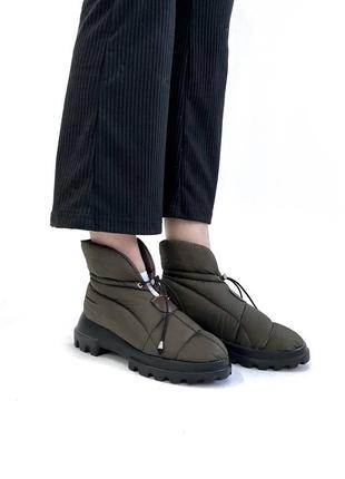 Стильні дутики хакі чоботи черевики осінні черевики3 фото
