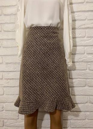 Gap, юбка, миди, с воланом, букле, светло коричневая,5 фото