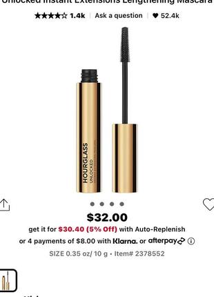 Hourglass unlocked instant extensions lengthening mascara ⚫️ удлиняющая тушь для ресниц4 фото