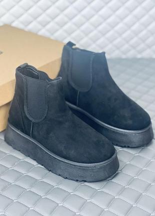 Челси черные угги на платформе женские ugg челси зима6 фото