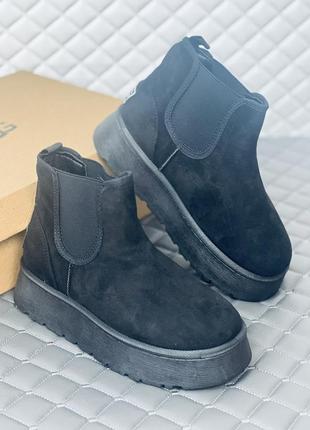 Челси черные угги на платформе женские ugg челси зима4 фото