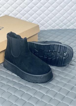 Челси черные угги на платформе женские ugg челси зима2 фото