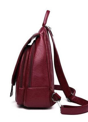Женский рюкзак-сумка из кенгуру, женская минибана рюкзак на плечо эко кожа бордо4 фото
