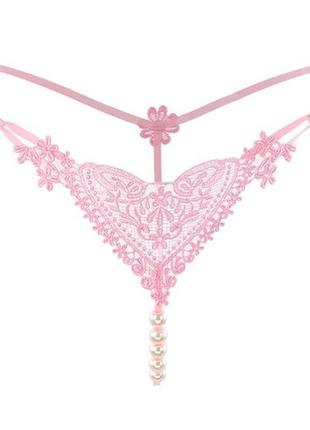 Еротичні труси з перлами універсальний рожевий