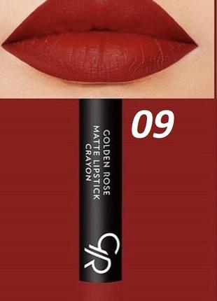 Матовая помада-карандаш для губ golden rose matte lipstick crayon №9 к.40201 фото