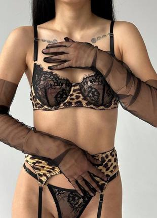 Перчатки женские высокие сексуальные прозрачные черные1 фото