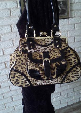 Крутая винтажная брендовая леопардовая сумка2 фото