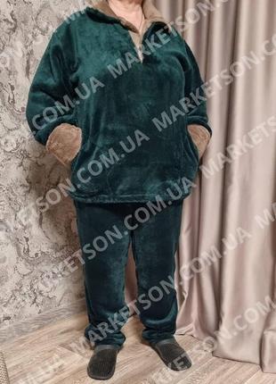 Піжама жіноча тепла махрова великі розміри 50,52,54,56,58,60,62