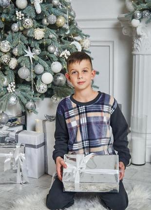 Пижама теплая флисово махровая для мальчика  от 6 до 14 лет4 фото
