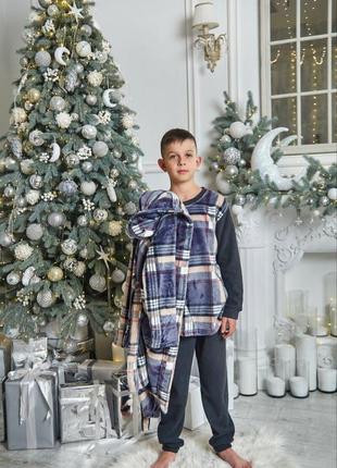 Пижама теплая флисово махровая для мальчика  от 6 до 14 лет2 фото