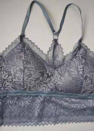 Топ браллет кружевной серый l