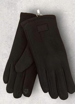 Перчатки женские сенсорные эластичные с мехом fashion зима размер l черный
