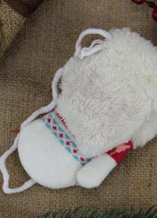 Варежки детские шерстяные с мехом 1,5-3 года зима двойные белый