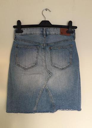 Стильная джинсовая юбка h&m hm деним р. xs/s высокая посадка - талия3 фото