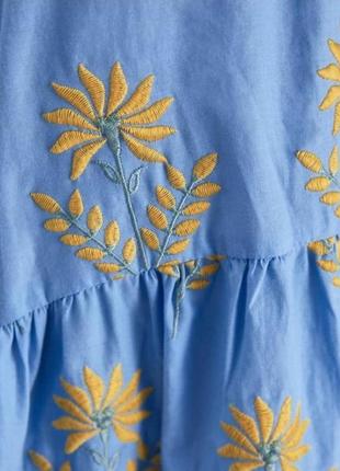 Платье от zara актуальное стильное, натуральное, вышивка пшеничка7 фото