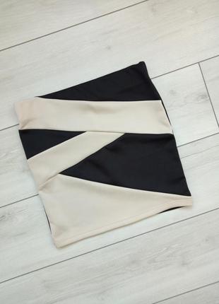 Юбка стрейч мини беж