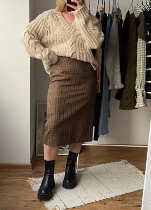 Винтажная шерстяная юбка в клетку marks & spencer