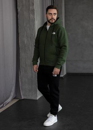 Мужской зимний спортивный костюм the north face хаки на флисе комплект зе норд фейс на зиму (bon)