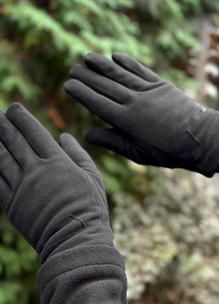 Мужские зимние перчатки черные до -20*с с мехом сенсорные (bon)