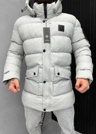 Зимняя куртка stone island серая1 фото