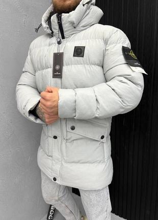 Зимняя куртка stone island серая6 фото