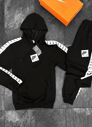 Мужской спортивный костюм nike черный демисезонный найк с лампасами (bon)