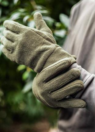 Чоловічі фрізові зимові рукавички хакі тактичні ❖ військові рукавички для всу (bon)