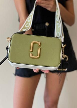 Женская сумка через плечо marc jacobs snapshot logo оливковая кросс-боди марк джейкобс (bon)