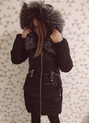 Пуховик зимняя куртка размер s черный1 фото