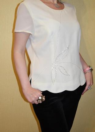 Нарядная кофта блуза с вышивкой бисером цветок2 фото