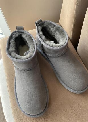 Уги з натуральної замші, ugg mini grey6 фото