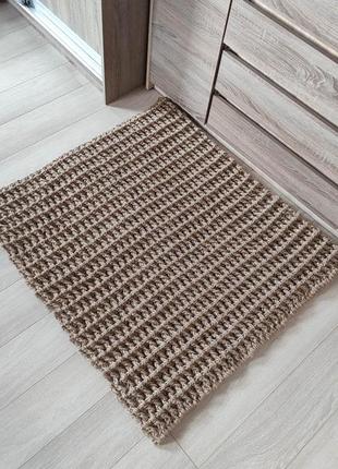 Джутовий килим. плетениц коврик ручної роботи.  циновка.1 фото