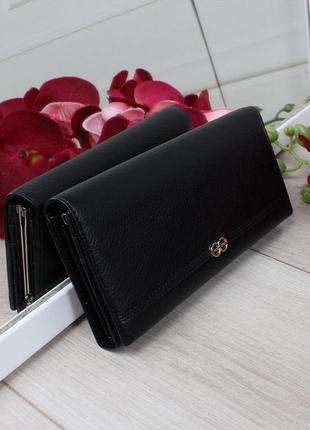 Женский качественный стильный кошелек из эко кожи черный2 фото