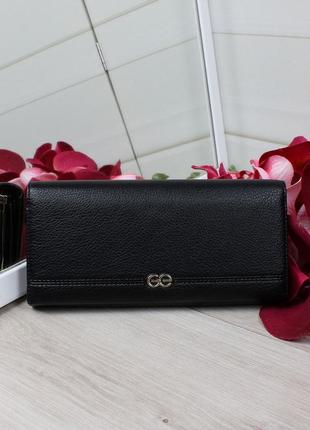 Жіночий якісний стильний гаманець з еко шкіри чорний
