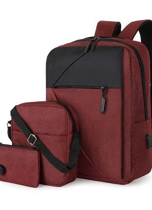 Набор 3 в 1 рюкзак, сумочка, пенал ahb 7 red1 фото