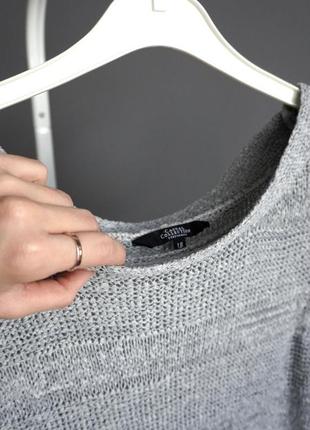 Удлиненный серый вязаный свитер - туника/платье7 фото