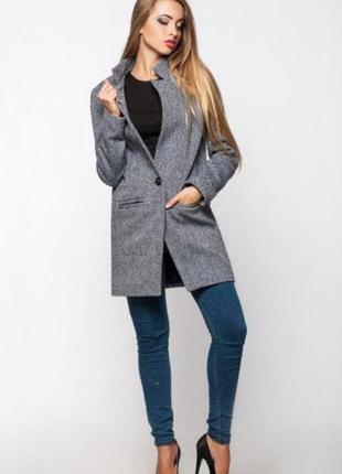 Женское пальто пиджак серое1 фото
