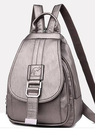 Женский рюкзак-сумка с кенгуру, женская мини-бана рюкзак на плечо экокожа бронзовый8 фото
