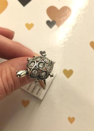 Кольцо черепашка серебряное 2