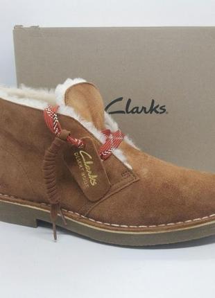 Зимние кожаные ботинки clarks натуральный мех оригинал1 фото