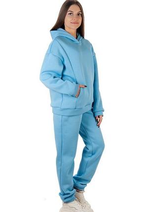 Теплый костюм на флисе, женский костюм трехнить с начесом