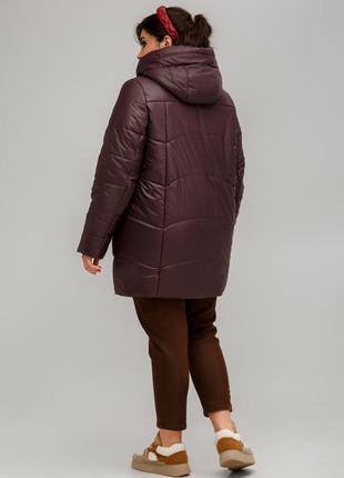Демисезонная куртка познань с удлиненной спинкой большого размер осень-зима 50-60 размеры разные цвета бургунд2 фото