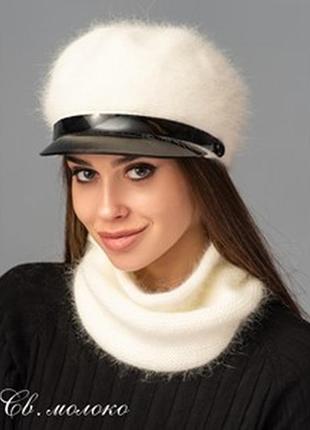Жіноча кепі ангора  кепи зимова зима супер якість 6052 фото